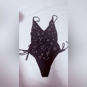 Topshop Black Starry One Piece Swimsuit